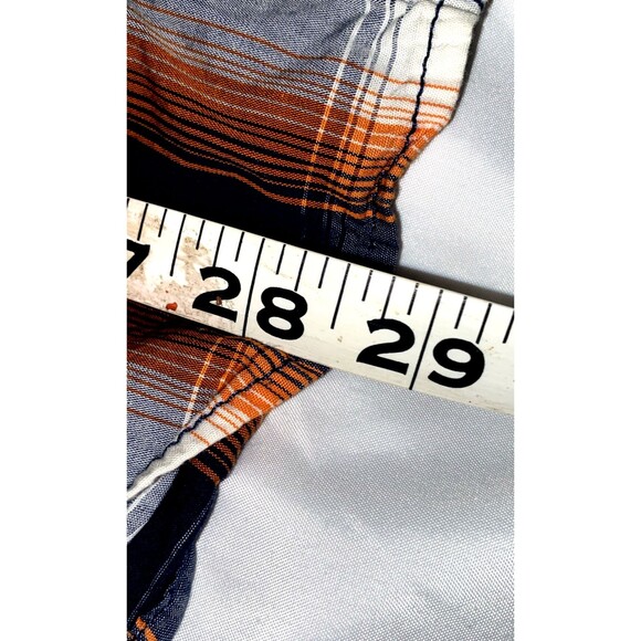 Cowboy Hardware Long Sleeve Button Front Pearl Snap Shirt Orange/Blue Plaid Med - Picture 7 of 9